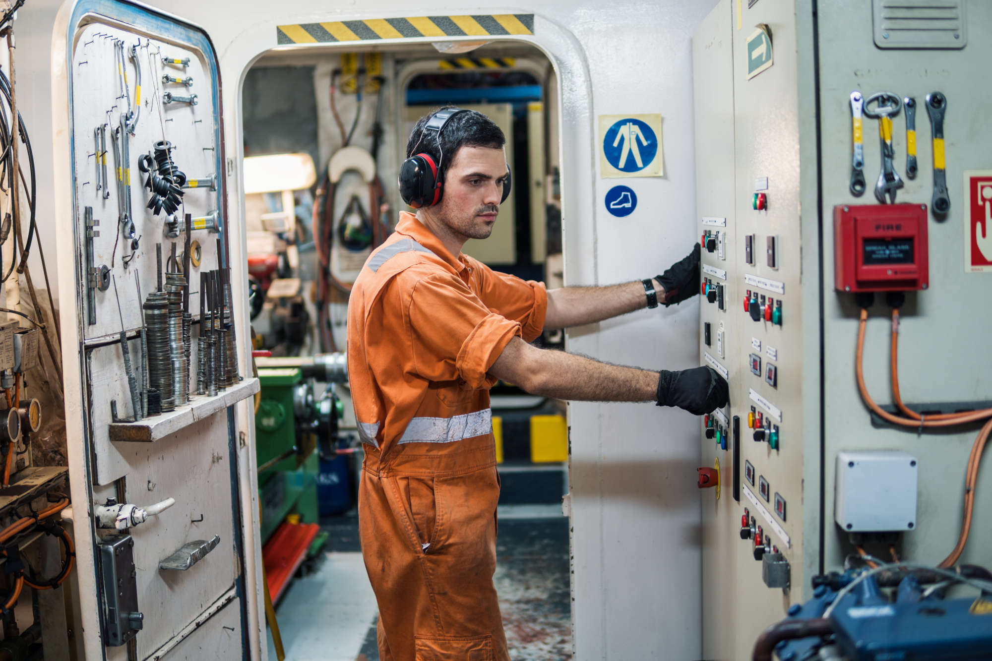 tradesman working on a machine